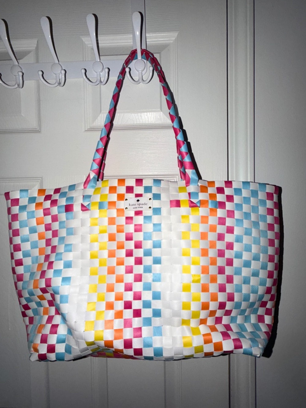 Kate Spade checkered woven tote